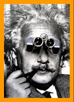 Albert einstein with binoculars