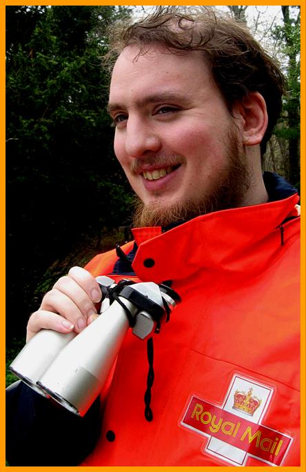 Royal Mail Postman with binoculars