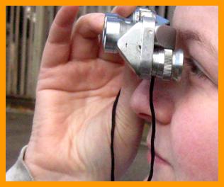 Young Woman using Binoculars