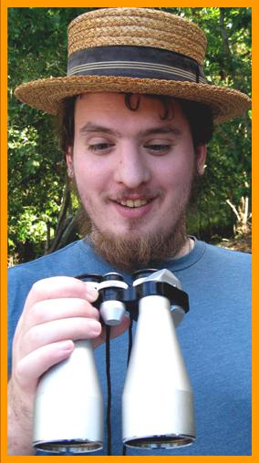 Amish man with  Binoculars